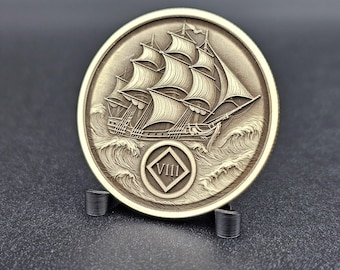 Medallón NA personalizado para barco en mares agitados – Moneda de recuperación de Narcóticos Anónimos
