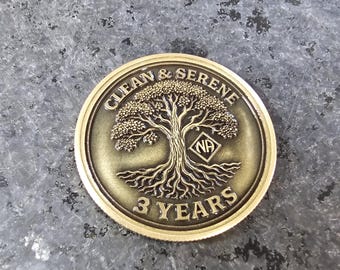 Best of Life Custom NA Recovery Coin – Personalized Medallion with Clean Date or Year – Tree of Life Sobriety Gift