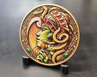 Medusa Art Coin – UV Printed Mythology Token, Sobriety Gift