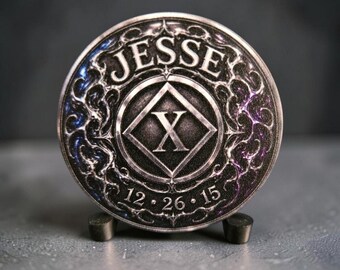 Labyrinth Skull Recovery Coin – Gothic NA/AA Sobriety Milestone Coin, Personalized Clean Time Gift