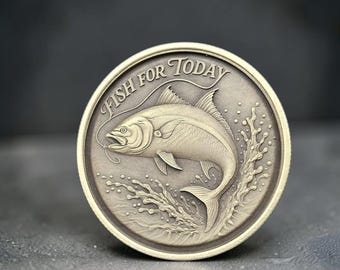 Fish for Today NA Recovery Coin – Fishing Sobriety Milestone Coin – Personalized Clean Time Gift