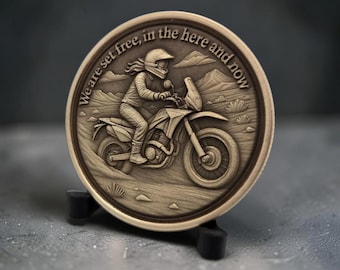 Dirt Bike Recovery Coin | NA or AA Sobriety Anniversary | Laser Engraved Milestone Gift