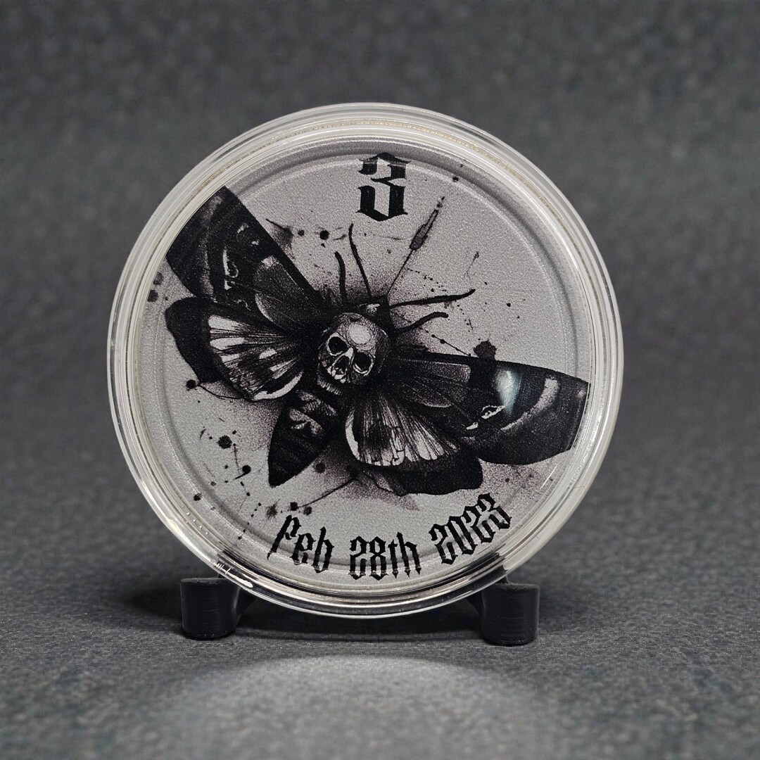 Occult Coin Death Head Moth Coin – Gothic Skull Moth Art Coin, Dark Occult Metal ...