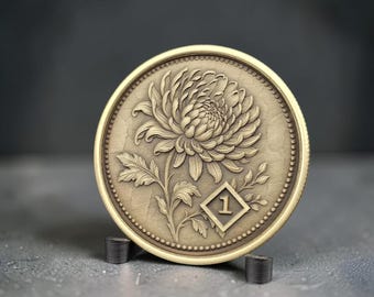 Custom NA AA Chrysanthemum flower Medallion – Personalized Clean Time Coin – Narcotics Anonymous Recovery Gift