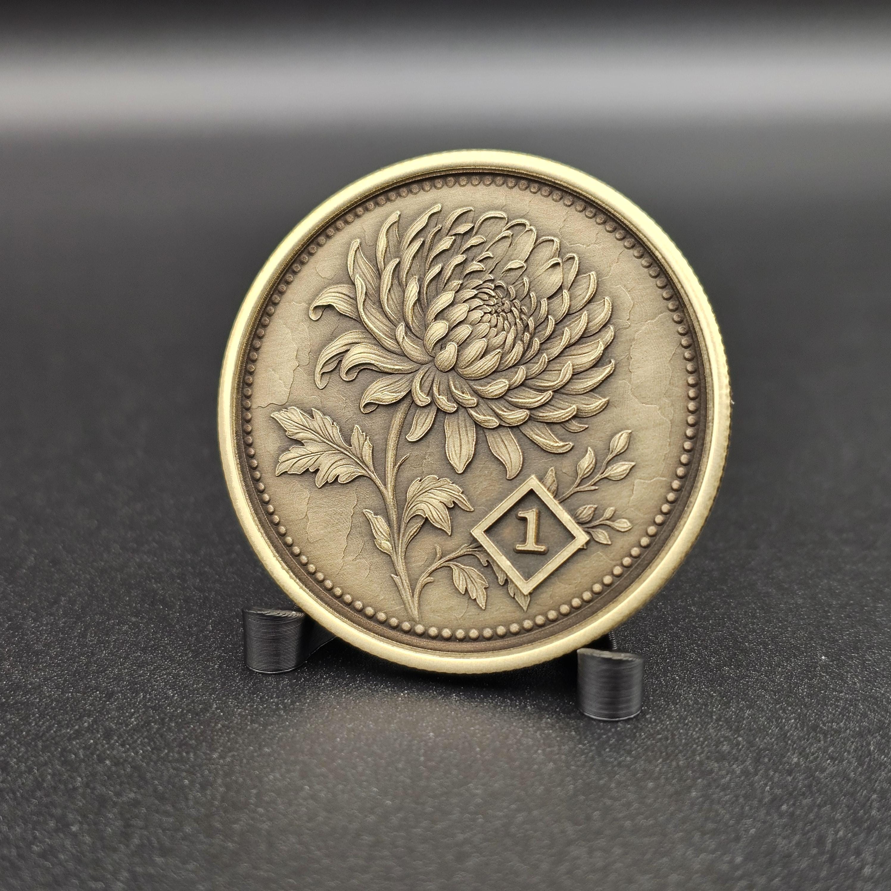 Custom NA Chrysanthemum flower Medallion – Personalized Clean Time Coin – Narcotics Anonymous Recovery Gift
