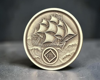 Sailing Ship Recovery Coin | NA or AA Sobriety Anniversary | Laser Engraved Milestone Gift
