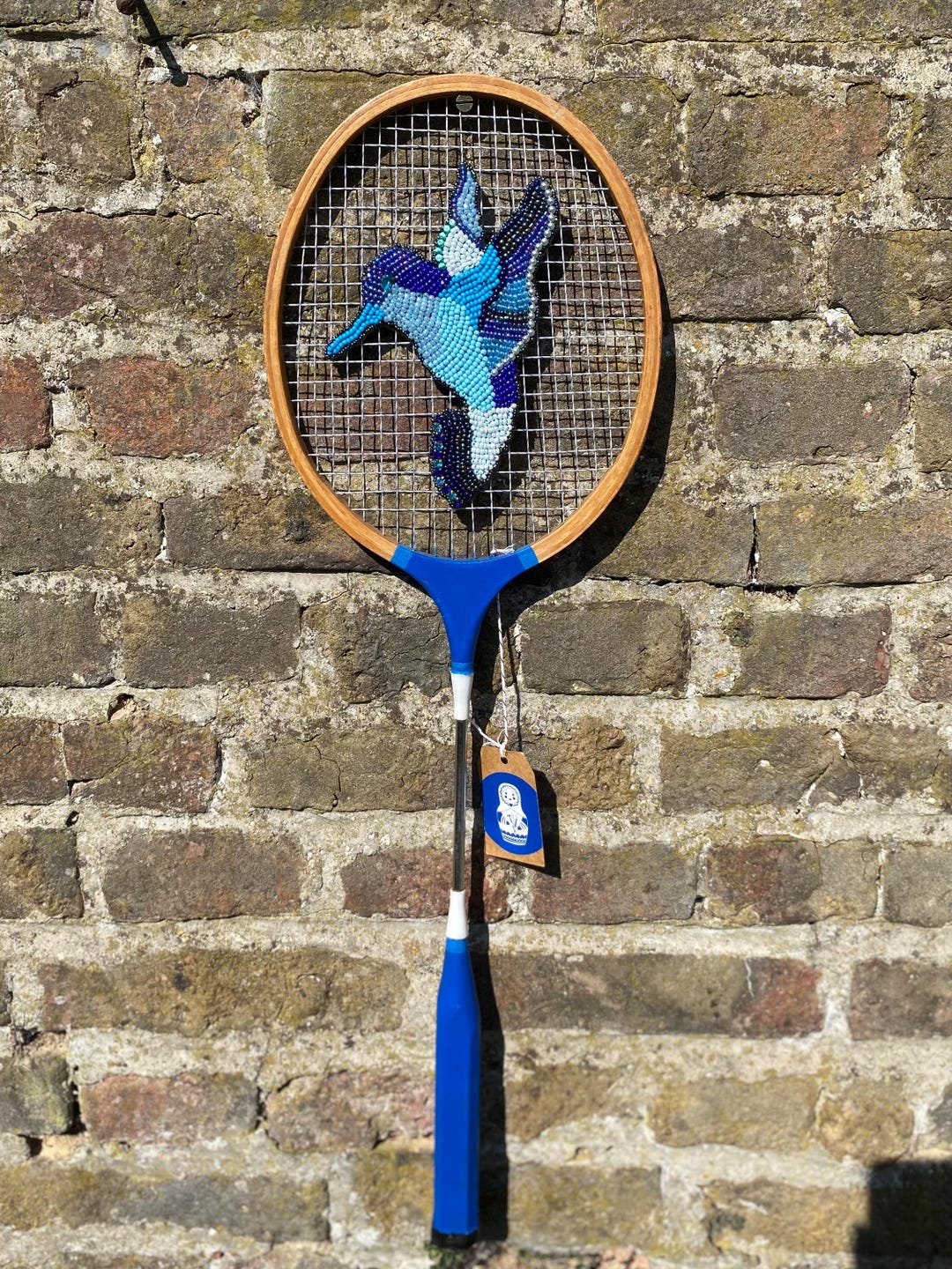 Upcycled Vintage Tennis Racket With Bead Embroidery – Blue Bird ...