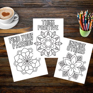 Inspirational Mandala Coloring Inspirational Mandalas Relaxation Coloring Stress Relief Coloring Mandala Art Mindful Coloring Adult Coloring