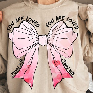 Christian Valentines Png, Loved John 3:16 Png, Coquette Valentine Png,Valentines Day Png,Bible Verse Png, XOXO Png, Coquette Bow Varsity Png