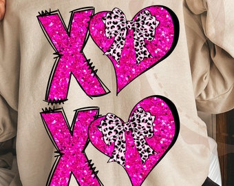 XOXO Valentine Heart PNG, Glitter Valentine day Heart Brushstroke png, Pink Valentine png, Love Png, Girls Valentine png, Coquette Valentine