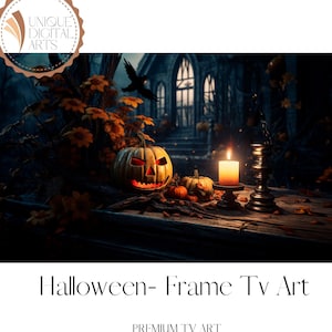 Halloween Frame TV Art, Haunted House Frame TV,Halloween Art Spooky Street with Pumpkins Samsung Frame TV Art,Witchy Altar Digital Download