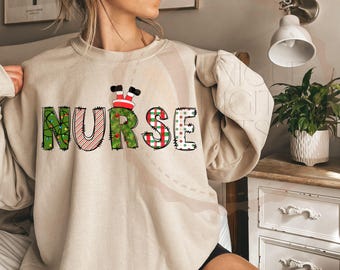 Infirmière de Noël png, infirmière de Noël png, infirmière festive png, conception de t shirt infirmière de Noël, transfert DTF infirmière de Noël, sublimation de Noël