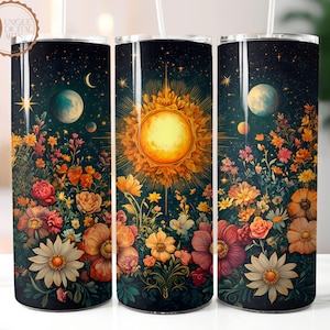 Celestial Moon 20 oz Skinny Tumbler Wrap,Galaxy png, Astrology png,Tarot Cards png,Sublimation Design,Digital Download,Seamless Tumbler Wrap