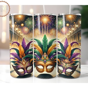 Mardi Gras New Orleans Party 20 oz Skinny Tumbler Sublimation Design Digital Download PNG Instant DIGITAL ONLY, Tumbler Wrap