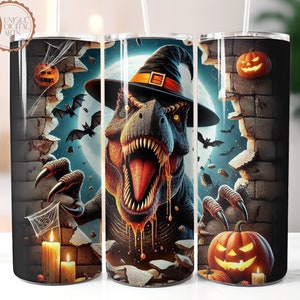 Halloween TRex 20 oz Skinny Tumbler Wrap,Halloween Dinosaur Tumbler Wrap,Dinosaur png,Sublimation Designs,Instant download, Sublimation png