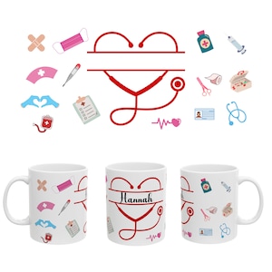 Nurse Custom Name Mug Sublimation Template,Sublimation Designs 11 Oz Mug template, Mug PNG Mug Templates, Mug Press Designs Wrap, Nurse png
