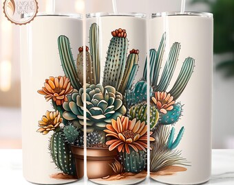 Boho Southwestern Cactus Succulent 20 Oz Skinny Tumbler Sublimation ...