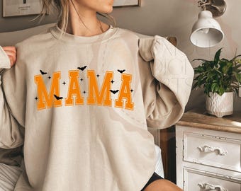 Retro Mama Halloween Png, Halloween Mama, Varsity Png, Mom Life Png, Trendy Png, Retro Png, Fall Png, Sublimation T Shirt DTF Design