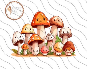Mushroom Clipart,Magical Mushroom Png,Mushroom Sublimation Design,Mushroom , Forest Mushroom png, Cottagecore png, Cute Mushroom Family png