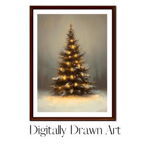 Christmas Tree Print, Oil Paint Christmas Tree,Christmas Decor Printable Wall Art, Nature Antique Holiday Christmas Tree Painting,Download