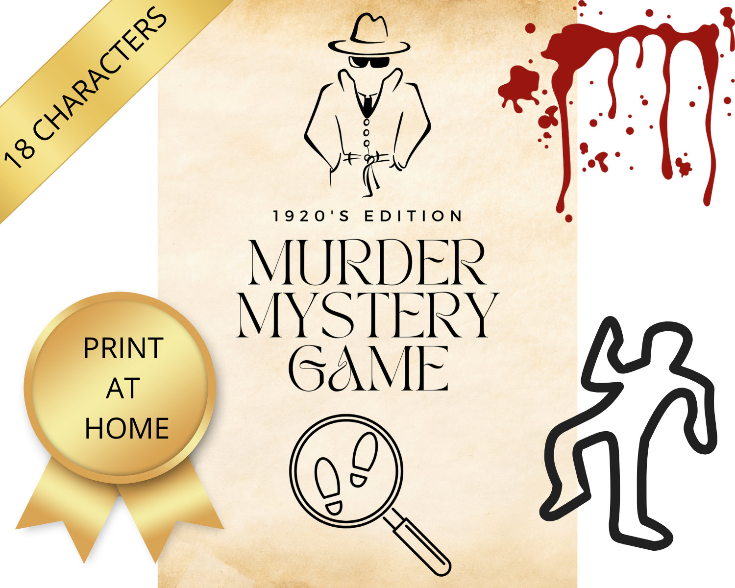 18 Characters 1920s Mystery Murder Case Game,Printable Murder Mystery Case,Digital Download Mystery Murder 1920,Murder Mystery Party, PDF