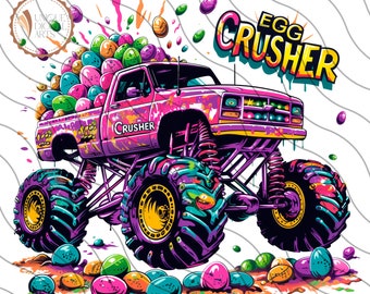Easter Egg Crusher Monster Truck png,Easter Day png, Easter Kids png, Easter Hunt png,Sublimation Design,Monster Truck Clipart,Easter Bunny