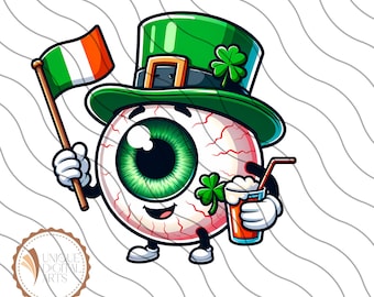 Saint Patrick&#39;s Day Eyeballs,St Patricks Day Optician Sublimation Optometrist PNG,Ophthalmologist Eye Doctor Cartoon Clipart Irish eyeball