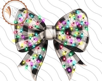Coquette Christmas Shirt Sublimation Christmas Lights Bow PNG Merry Christmas Sweatshirt Digital Print PNG Checkered Christmas Coquette PNG