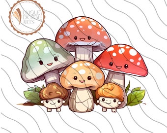 Mushroom Clipart,Magical Mushroom Png,Mushroom Sublimation Design,Mushroom , Forest Mushroom png, Cottagecore png, Cute Mushroom Family png