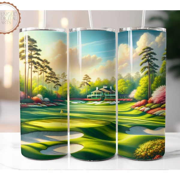 Golf Tumbler Wrap,Augusta Golf Tumbler,Digital Download,20 oz Skinny Tumbler png,Golf png,Sublimation Design,Instant Digital