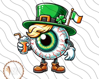 Saint Patrick's Day Eyeballs,St Patricks Day Optician Sublimation Optometrist PNG,Ophthalmologist Eye Doctor Cartoon Clipart Irish eyeball