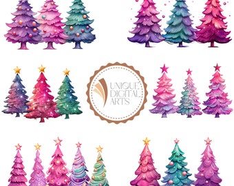 Paquete de árboles de Navidad con luces Png Diseño de sublimación, Feliz Navidad Png, Felices vacaciones Png, Árboles de Navidad Png, Paquete de Navidad Png