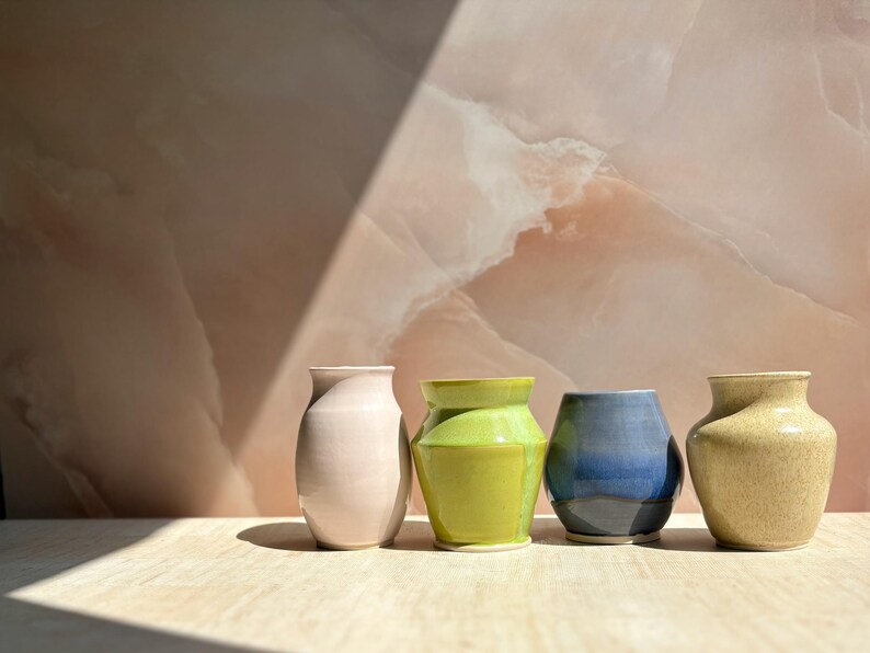 Pastel Pink Ceramic Vase, Rose Flower Vase, Colourful Shiny Glazed