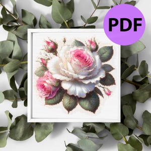Padrão de ponto cruz Rosas mini magníficas. Design de flores de verão. Download em PDF. Para os melhores mestres de costureiras e bordadeiras,