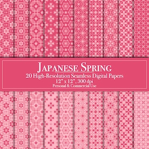 Japanische Frühling Rosa digitales Papier, nahtlose Scrapbook Papier Kommerzielle Nutzung Digital Download druckbare Junk Journal Hintergrund Einladungen