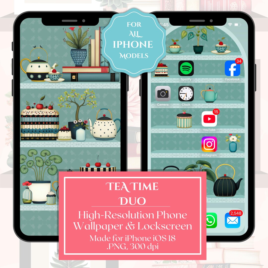 Ios Tea Themes Tea Time iPhone Wallpaper, Tea Lover Lock Screen + Home Screen Set, Tea ...