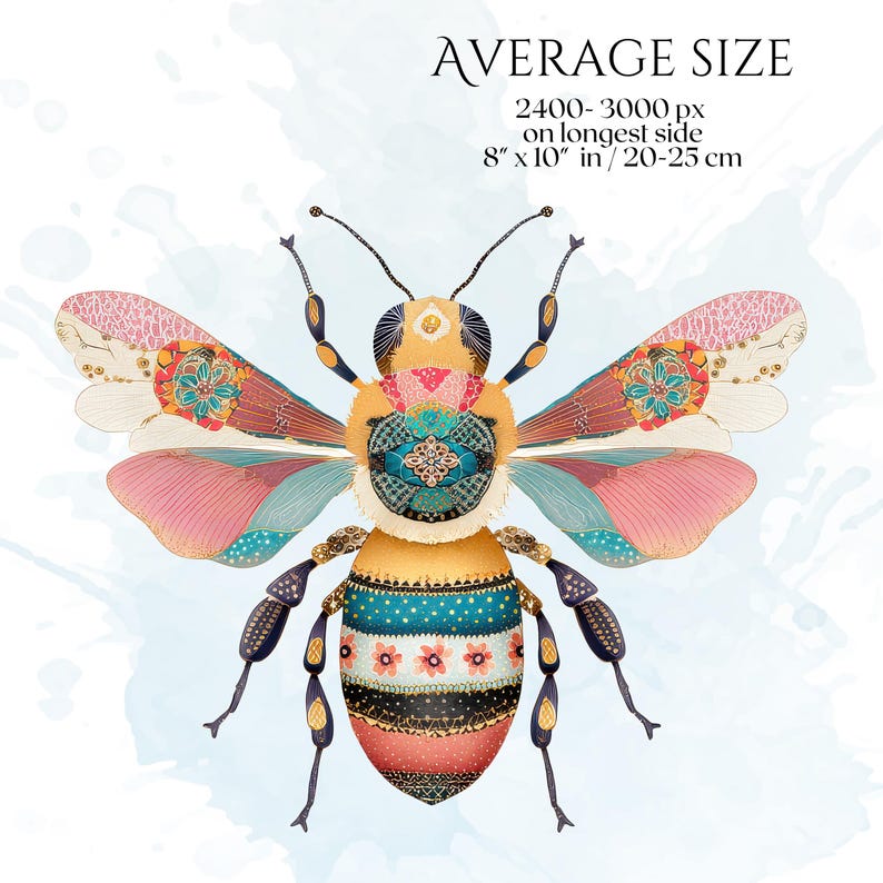 Patchwork Bee Clipart, Quilted Bees PNG Images, Decorative Bee Graphics (50 Files, Transparent Background)