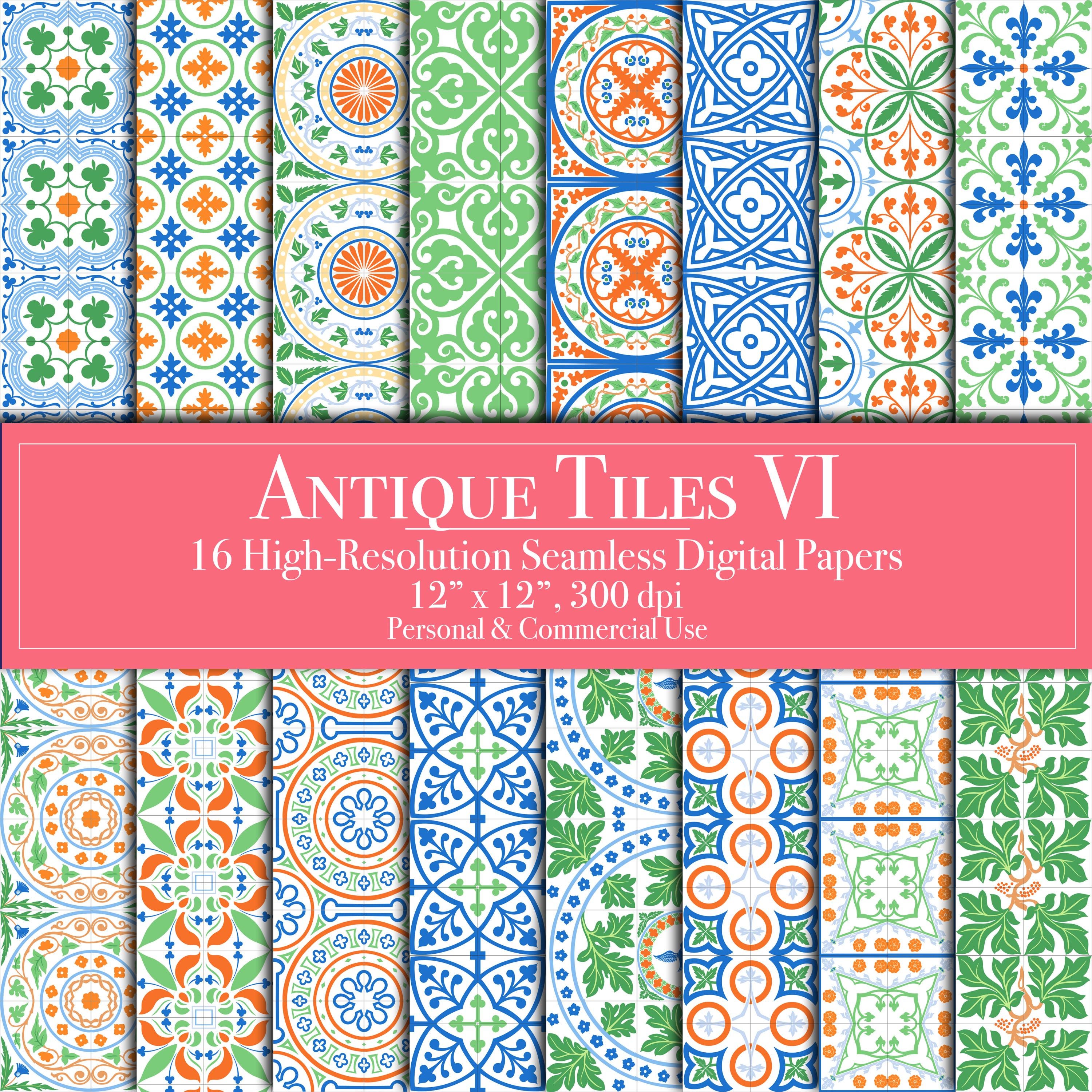 Antique Tiles XL Digital Paper Mega Bundle, Seamless Pattern Tile ...
