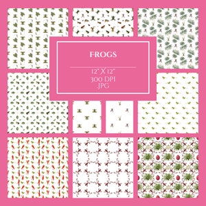 Frogs Digital Paper, Seamless Digital Scrapbook Paper, Planner ...