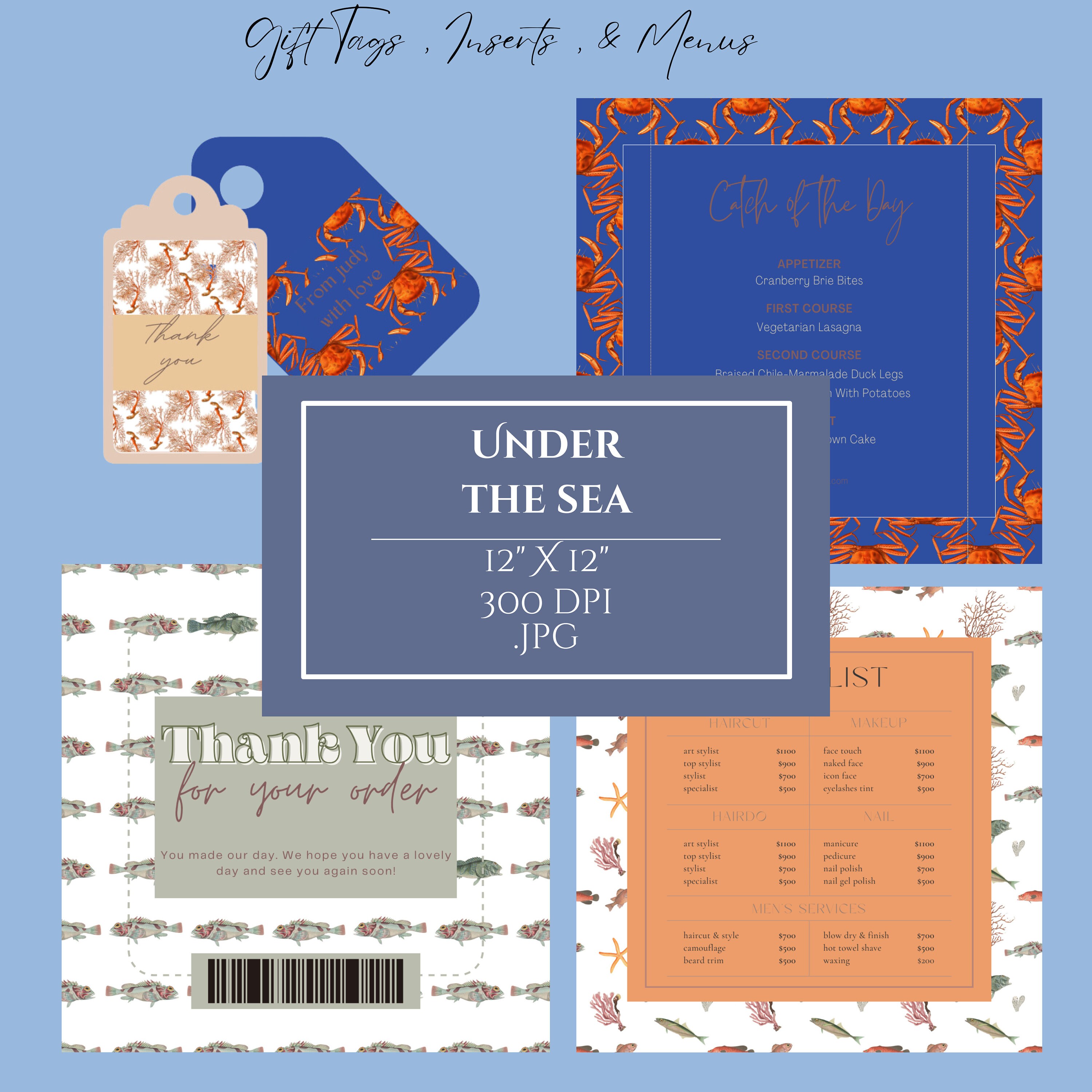 Under the Sea Digital Papers, Seamless Pattern, Scrapbook Paper ...