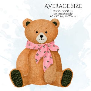 Teddy Bear Clipart, Cute Bear PNG Graphics, Baby Shower & Nursery Illustrations (55 Files, Transparent Background)