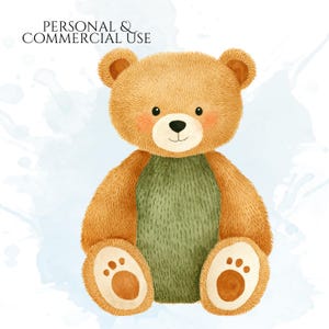 Teddy Bear Clipart, Cute Bear PNG Graphics, Baby Shower & Nursery Illustrations (55 Files, Transparent Background)