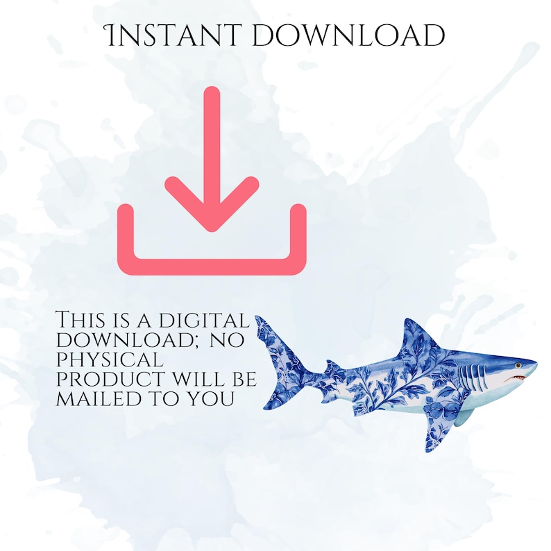 Shark Clipart, Watercolor Shark Illustrations, Shark Graphics for Kids' Room, Classroom Decor, Invitations, Branding & Print on Demand