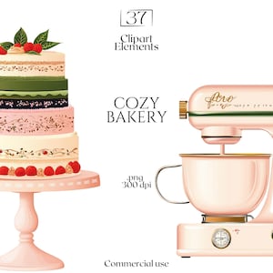 Clipart boulangerie, Boho Cafe PNG, clipart amateur de desserts, éphémères du Journal de la camelote, embellissements de scrapbooking pour muffins cupcakes, usage Commercial