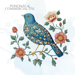 William Morris Birds Clipart, Morris-Inspired PNG Graphics, Arts & Crafts Bird Illustrations (60 Files, Transparent Background)