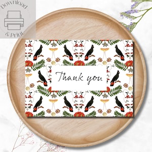 Biglietto di ringraziamento stampabile con motivo flamenco, download istantaneo Stampa a casa Biglietti di ringraziamento floreali Cartoline last minute con buste fai da te Botanica
