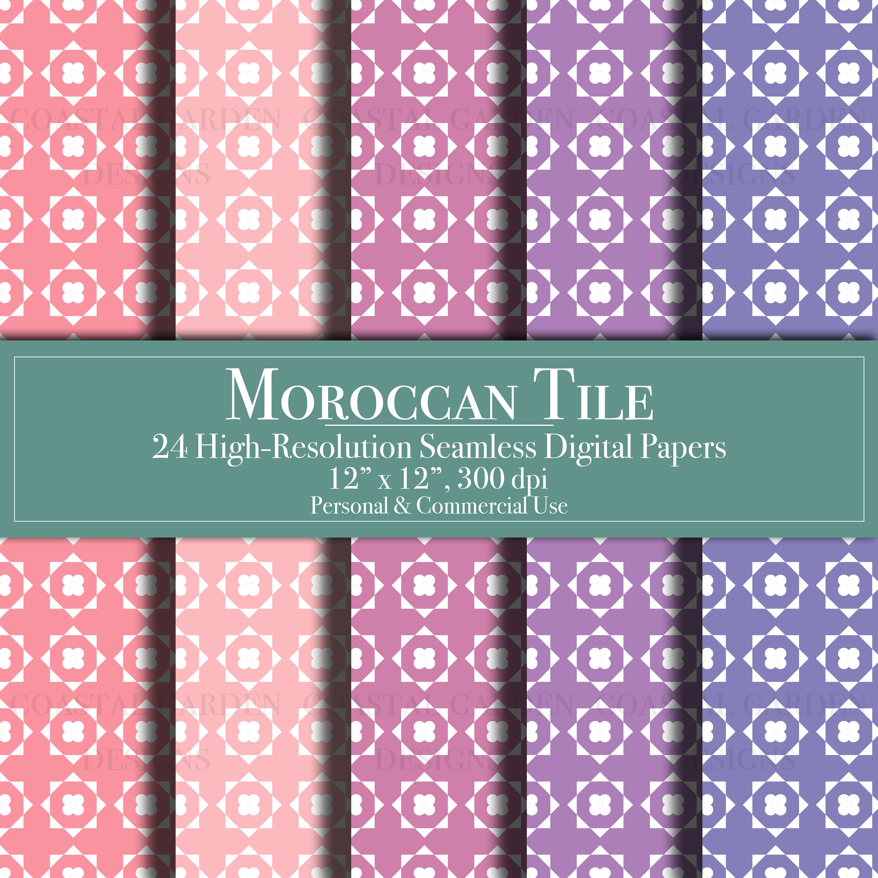 Moroccan Tile Digital Paper, Seamless Pattern Scrapbook Paper ...