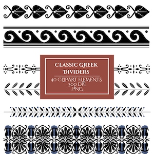 Grecque séparateurs Clipart, clipart grec classique, anciens séparateurs de texte vintage éléments Clipart, éléments de conception Invitation téléchargement immédiat