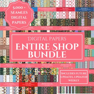 Intero negozio di carte digitali, modelli senza soluzione di continuità, carta per scrapbooking, uso commerciale, download immediato, diario spazzatura, stampabile, accesso a vita