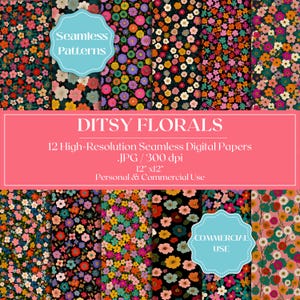 Papiers numériques sans couture Petits motifs floraux, petit paquet de papier à motif floral, arrière-plans de scrapbooking petites fleurs, textures florales imprimables délicates